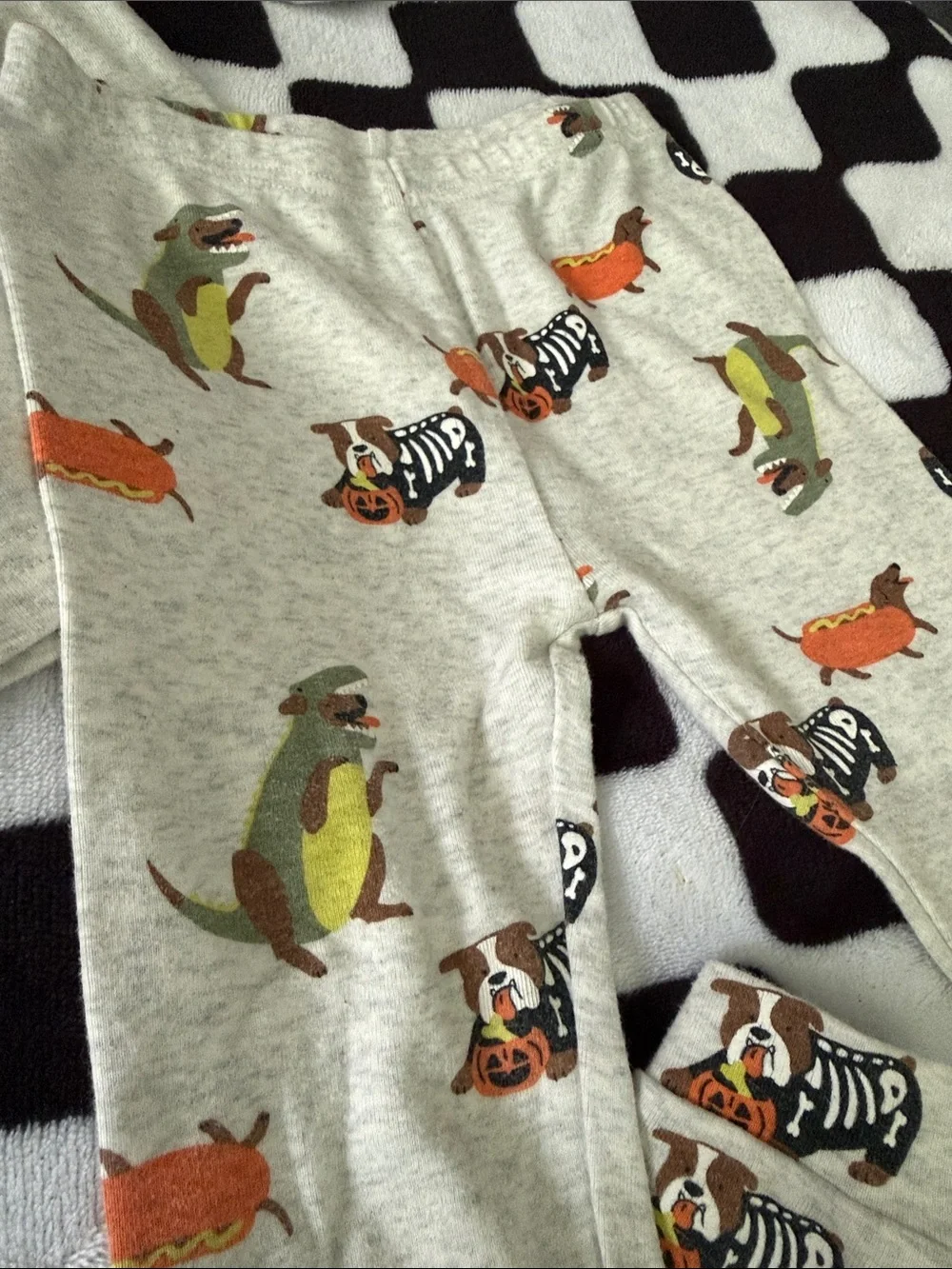 Kids Grey Halloween Dog Print Pajama Set